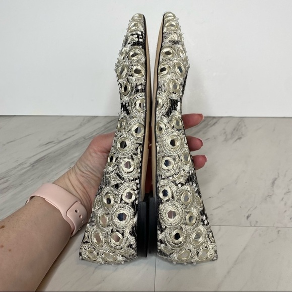 New! Tory Burch Yasmin White Embroidered Pointed Toe Flat 5 - Picture 6 of 13